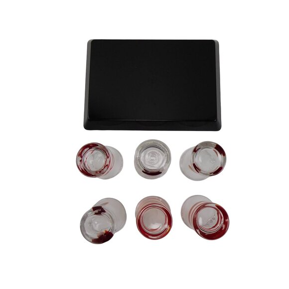 Pier 1 Imports 7 Piece Shot Glass Set Red Swirl - Picture 7 of 8